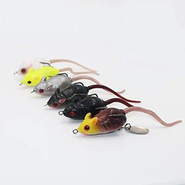 Imagem de Iscas de rato para ratos, iscas de pesca, iscas de rato para pesca de robalo, olhos 3D, cauda abanada de 1,78 pol. 11,3 g, 6 peças, iscas de pesca para robalo, iscas de natação