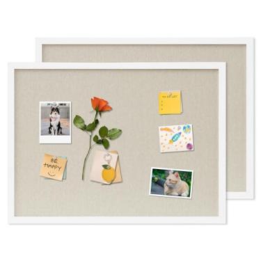 Imagem de DAHAPYBOO Quadro de cortiça com 2 pacotes de linho branco, quadro de avisos 58 x 43 cm para pendurar no escritório, casa, escola, quadro de mensagens ou quadro de visão.