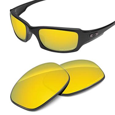 Imagem de Tintart Lente de desempenho compatível com Oakley Fives Squared OO9238 | Fives Squared Asian Fit (AF) OO9214 polarizado gravado - amarelo dourado