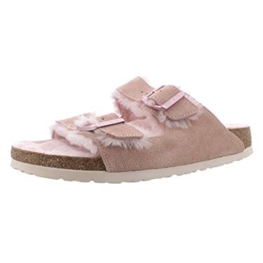 Imagem de Birkenstock Sandálias femininas Arizona Shearling, rosa claro/rosa claro, rosa, 36 estreito