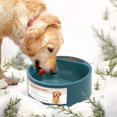 Imagem de PETLESO Tigela de água aquecida para cães, tigela de aquecimento de água para animais de estimação para gatos, cães, galinhas, pássaros, ao ar livre, tigela para cães de inverno, 68 onças