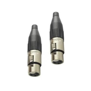 Imagem de Kit 2 Conectores Xlr Canon Femea Amphenol 3 Vias Ac3f/N