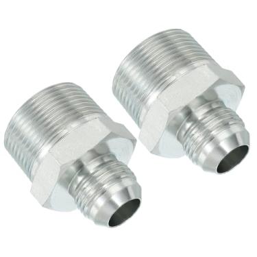 Imagem de PATIKIL Conector adaptador de tubo 1-1/40.6 cm macho 37 ° Flare JIC x 1-1/10.2 cm macho R encaixe de tubulação 2 peças conector hidráulico de encaixe de restrição de alimentação de óleo para sistema