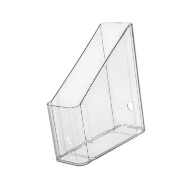 Imagem de ＫＬＫＣＭＳ Rack de suporte de revistas, organizador de livros de papelão, acessórios de mesa vertical, caixa de armazenamento, suporte de arquivo para sala de, Claro