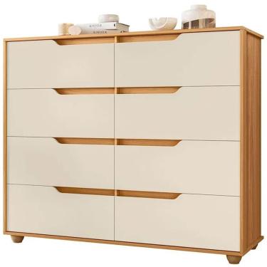 Imagem de Cômoda Doble 8 Gavetas Albatroz Cor Carvalho Off White