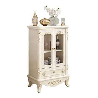 Imagem de LICONG-2020 Armário de vinho moderno armário de vinho de madeira para bar de cozinha com gaveta armário de água de vinho para sala de estar, armário branco para armazenar bebidas alcoólicas