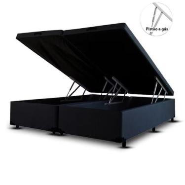 Imagem de Cama Box Em Baú Queen Size Bipartido Blindado, Sintético RC - Real Com
