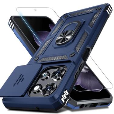 Imagem de Janmitta Compatível com Moto G 5G 2025 Capa de lente de câmera deslizante embutida + protetor de tela + suporte de anel de dedo, capa protetora de telefone de corpo inteiro resistente à prova de