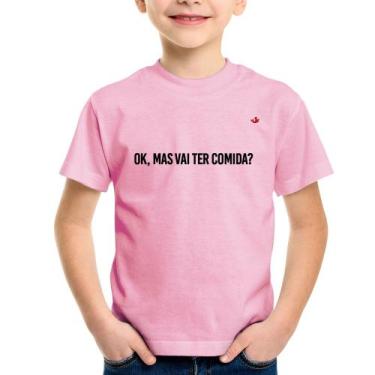 Imagem de Camiseta Infantil Ok, mas vai ter comida - Foca na Moda, Rosa bebê, 6
