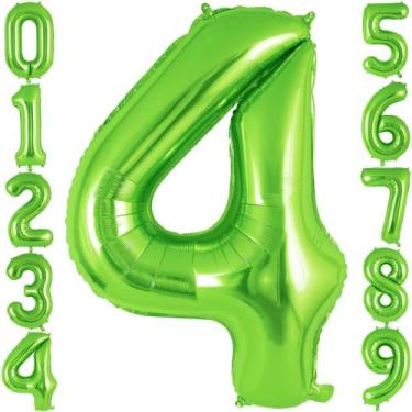 Imagem de Balão de Número 4 Verde AIQINHU - Decoração de Aniversário
