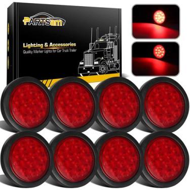 Imagem de Luz Traseira de Trailer Partsam - LED Vermelho Redondo 12V (8 Unidades