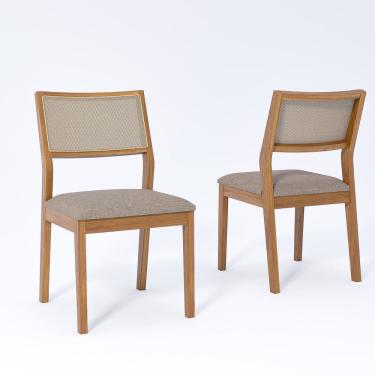 Imagem de Jogo com 2 Cadeiras de Jantar Oiti 52,5cm x 47cm x 86cm Madeira/Bege