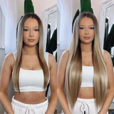 Imagem de Aplique tic tac bio vegetal karina 70 cm ombre loiro 24b  - sleek (3 t