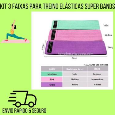 Imagem de Kit 3 Faixas Para Treino Elásticas Super Bands! Alcance novos níveis d