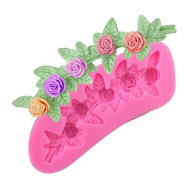 Imagem de Molde Silicone Flores Flor Rosas Guirlanda Grinalda Videira - LUYKE