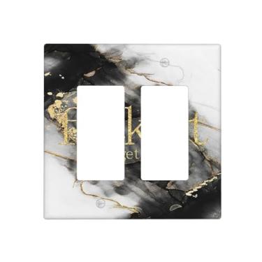 Imagem de Get Naked Black Golden Abstract Marble 2 Gang Double Rocker/Decorator Light Switch Cover Decorativa GFCI Placa de Parede Placa Elétrica Decoração de Arte para Casa Quarto