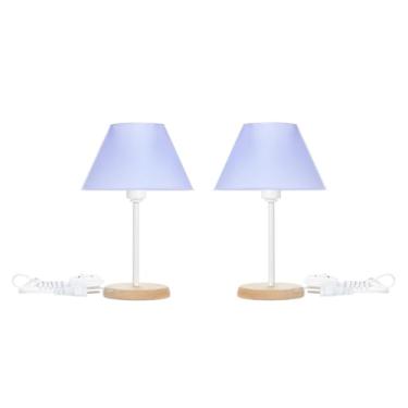 Imagem de kit 2 Abajures Luminária de Mesa com Cúpula 17cmx27cm(LILÁS)