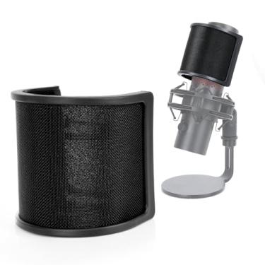 Imagem de SUNMON Filtro pop, tela pop de microfone com malha de metal, compatível com HyperX QuadCast2, para estúdio, vídeos do YouTube, streaming, podcast (preto)