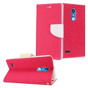 Imagem de Z-GEN - Compatível com LG K30, Xpression Plus, Harmony 2, Premier Pro LTE - Capa para celular tipo carteira jeans - CT5 Branco/Rosa