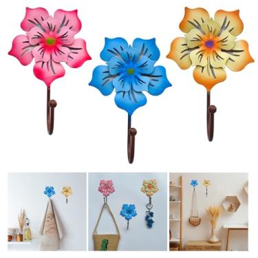 Imagem de Snnshun Ganchos de parede de metal resistentes em forma de flor para pendurar - cabideiro decorativo para casa e jardim | comporta toalhas, chaves, bolsas, chapéus | Pacote com 3 organizadores de