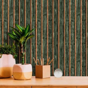 Imagem de Papel De Parede Madeira Ripado Verde Oliva 3,00m - Inove Papéis de Par