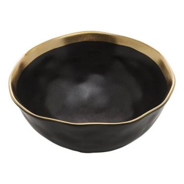 Imagem de Bowl de Porcelana Dubai Preto e Dourado 15x6cm Wolff