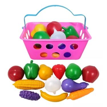 Imagem de Cestinha C/Frutas e Legumes Kit Brinquedo Infantil Comidinha