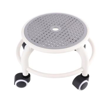 Imagem de Rolando tamborete baixo roda universal móvel mini banquinho de alta capacidade de alto peso para o escritório em casa plástico redondo banquinho (Cinza)