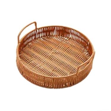 Imagem de cesta de pão de vime, cesta de frutas redonda, prato de lanche, lanches, refrescos, cesta de frutas, sala de estar em casa, prato de bolo, bandeja, pão, cesta de bambu, prato de frutas secas de vime