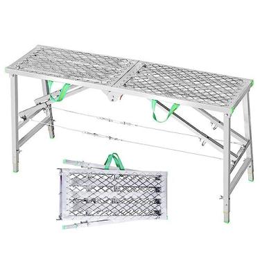 Imagem de WYUYIWH Plataforma de trabalho dobrável, andaime, torre, escada, altura ajustável para projetos de reforma doméstica, plataforma de aço galvanizado durável