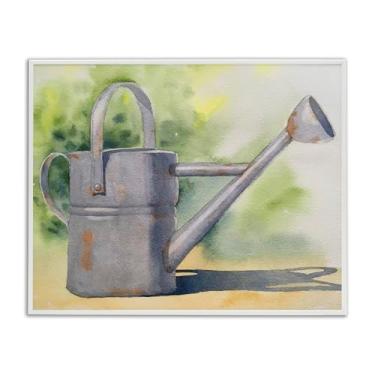 Imagem de Stupell Industries Regador country em jardim arte giclée emoldurada branca, design por Stephanie Fielden, 14 x 11