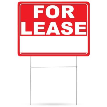 Imagem de Placa grande para alugar quintal dupla face com suporte de estaca grande 43 x 33 cm vermelho casa apartamento