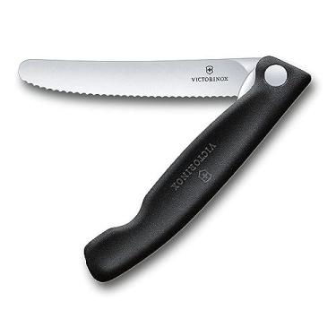 Imagem de Victorinox Faca dobrável suíça clássica, borda ondulada, preta, 11 cm