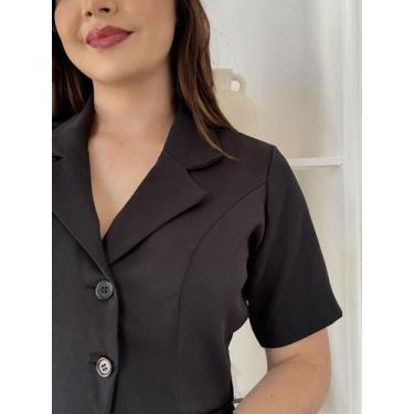 Imagem de Conjunto Feminino De Alfaiataria Com Forro Saia Midi + Cropped Manga C