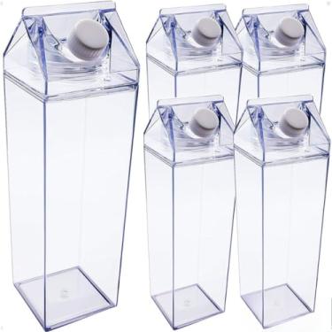 Imagem de 5 garrafas de água, suco, 1000ml ou 500ml, acrílico, caixa de leite, embalagem estilo geladeira(5 Garrafas 500ml Resistente)