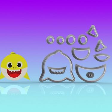 Imagem de Cortador Baby Shark Rosto Bebê Modular Tamanho 5Cm