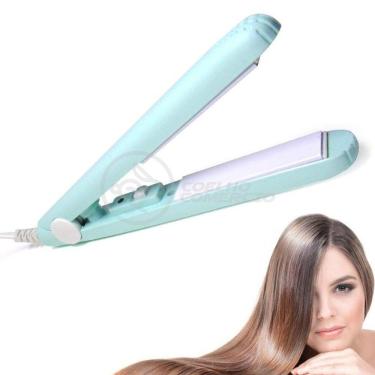 Imagem de Mini Chapinha Prancha Para Viagem 17cm Bivolt Azul