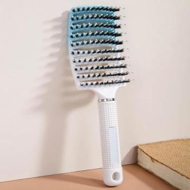 Imagem de Escova para cabelos cacheados, seca ou molhada - Escova desembaraçadora de nylon para cabelos embaraçados e macios | Design ergonômico de nível profissional com dentes largos para cabelos grossos (azu