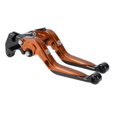 Imagem de Motoforti Alavancas de embreagem de freio curtas longas para Yamaha MT125 14-21 6 Posições Alavanca de freio do guidão da motocicleta Liga de Alumínio Cabo Laranja Extremidade Preta