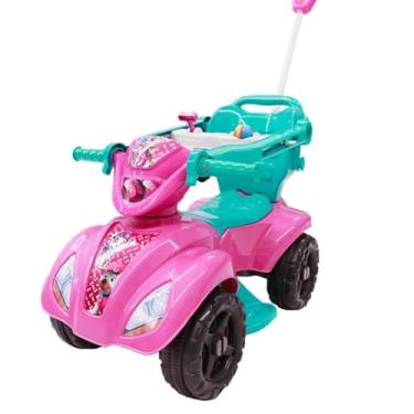 Imagem de Quadriciclo Infantil de Passeio para Menina com Pedal e Empurrador - Cor Rosa (Rosa com Azul)