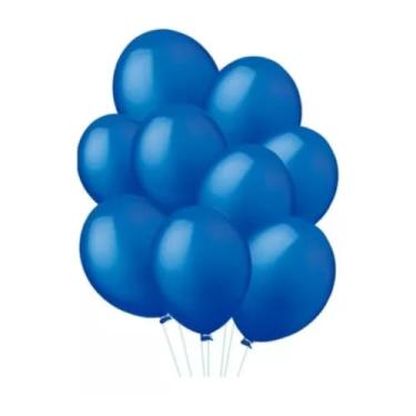 Imagem de Balão Colorido Tamanho 9 Liso Bexiga Aniversário 50un Festa (Azul-escuro)