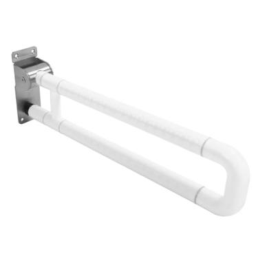 Imagem de Asixxsix Barra Dobrável de Pegador de Vaso Sanitário, Aço Inoxidável Flipp Up Handicap Barra Corrimão, Trilhos Anti -Slip Slip Slip Slip Stoil Banheiro Assento Barras para Idosos Com (Branco)