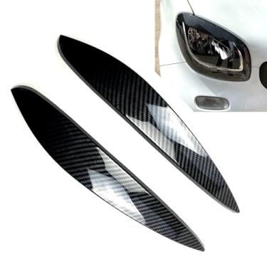 Imagem de FINMOKAL 2 peças de fibra de carbono aparência carro farol dianteiro pálpebra tampa acabamento sobrancelha capa compatível com Benz Smart 2014+
