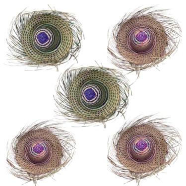 Imagem de kit 5 chapéu palha desfiado colorido festa junina quadrilha adulto