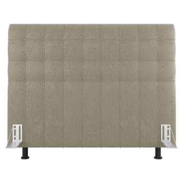 Imagem de Cabeceira Cama Box Casal King Size Dahlia 195Cm Com Frame Suede Bege -
