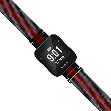 Imagem de LeiOu Pulseira de malha de aço compatível com Garmin Forerunner 35 Band (vermelho/preto pequeno)