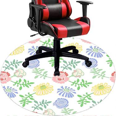 Imagem de Tapete de cadeira de escritório com flores, textura de flor, tapete de cadeira de mesa para piso de madeira de escritório em casa, protetor de piso de pilha baixa, redondo 119 cm
