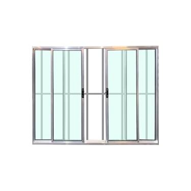 Imagem de Janela de Correr 4 Folhas com Grade 120 X 200 Linha Esmeralda – Alumínio Brilhante com Vidro Liso 3mm - Lumineziri Esquadrias