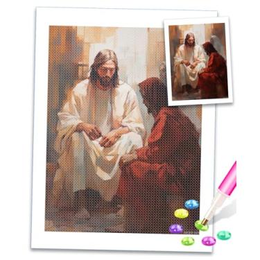 Imagem de MOER SKY Kits de arte de diamante Cristo, kits de pintura de arte de diamante 5D DIY para adultos, kits de pinturas de arte de diamante Jesus e amigo para iniciantes, para presente DIY e decoração de