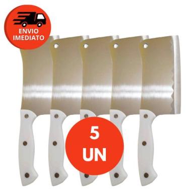 Imagem de Kit Faca Cutelo Machadinha Inox 6 Profissional Facão Cozinha Açougueir